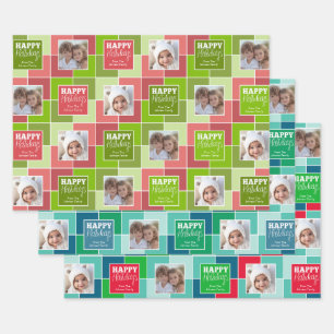 Multi Color Christmas Photo Whimsical Holiday Wrapping Paper Sheets