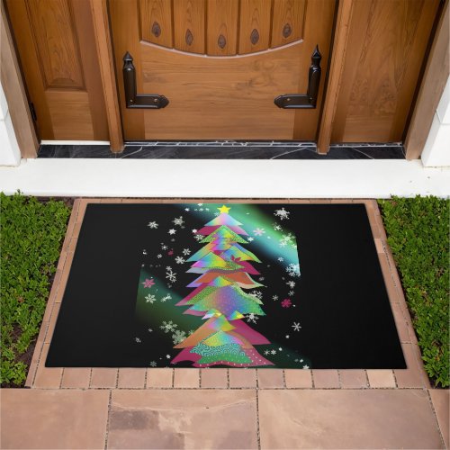 Multi Color Christmas Tree Doormat