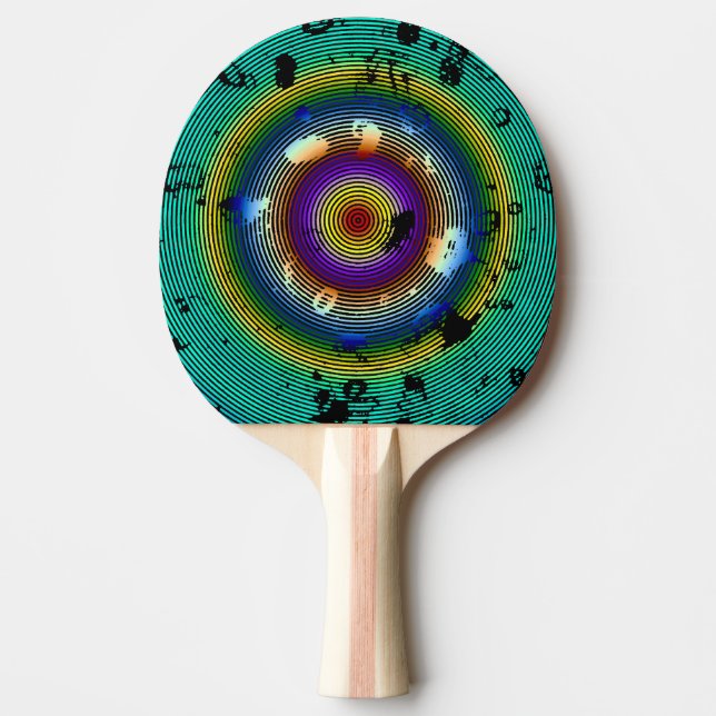 Multi-Color Circled Pattern Ping Pong Paddle (Front)