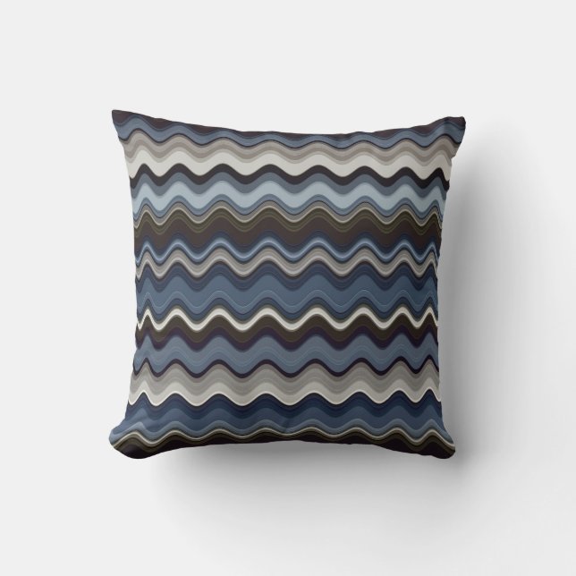 Multi Color Colour Wavy Pattern Throw Pillow (Front)