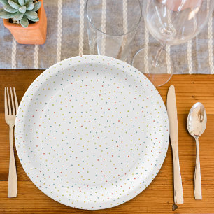 Multi-color confetti baby shower paper plates