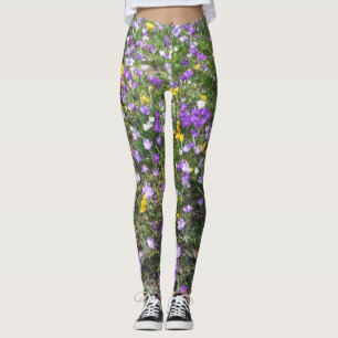 Multi Color Crocus Spring Flowers Legging