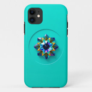 Multi- Color Crystal Design on Teal iPhone 11 Case