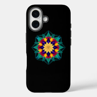 Multi Color Crystal Motif on Black iPhone 16 Case