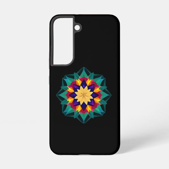 Multi Color Crystal Motif on Black Samsung Galaxy Case (Back)