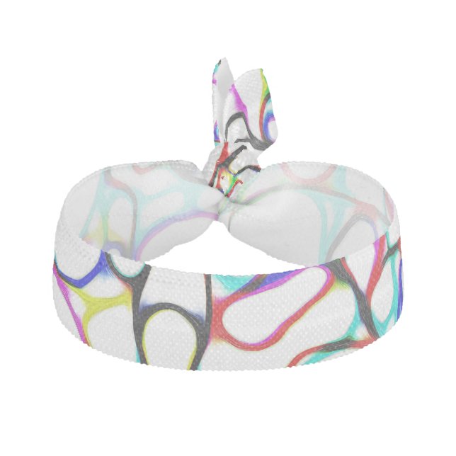 Multi-Color Curvy Line Pattern Elastic Hair Tie (Front)