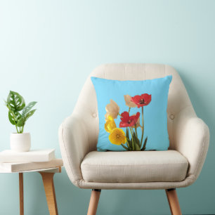 Multi color cut Tulips Throw Pillow