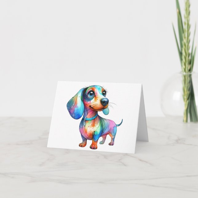 Multi Color Dachshund Greeting Card (Front)