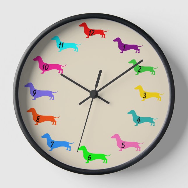 Multi Color Dachshund Wall Clock (Front)