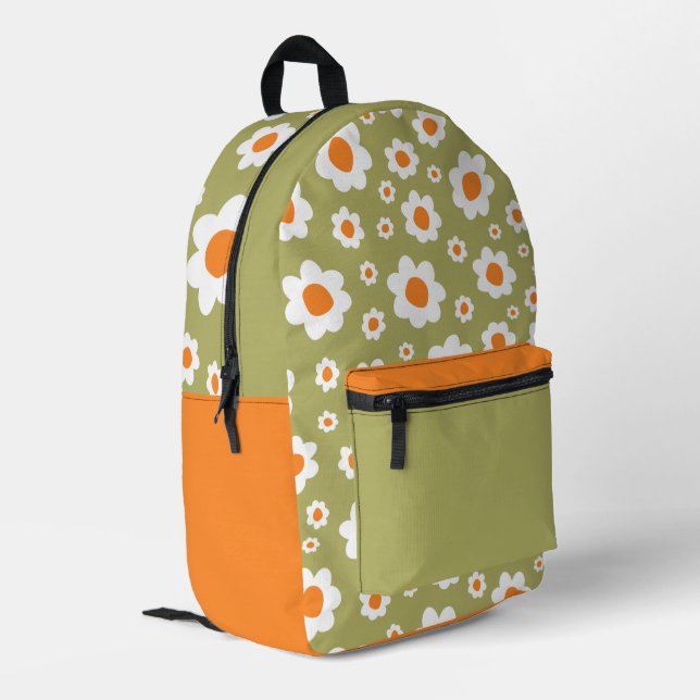 Multi-Color 'Daisy Flowers' Backpack (Back Corner Left)