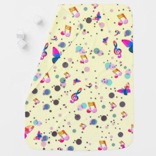 Multi Color Dancing Music on Yellow Baby Blanket