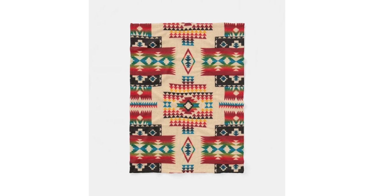 multi-color-diamond-aztec-print-fleece-blanket-zazzle