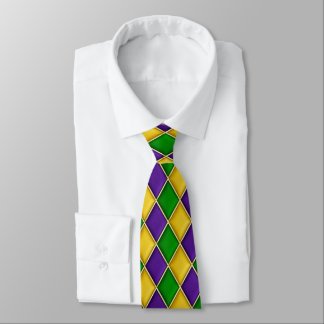 Multi Color Diamond Pattern Mardi Gras Tie