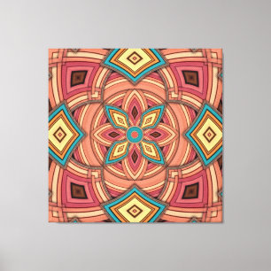 Multi-Color Diamond & Stripe Flower Canvas Print