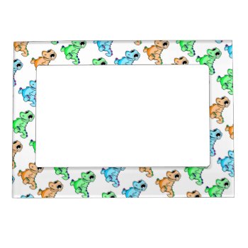 Multi-color Dinosaurs Magnetic Frame by visionsoflife at Zazzle