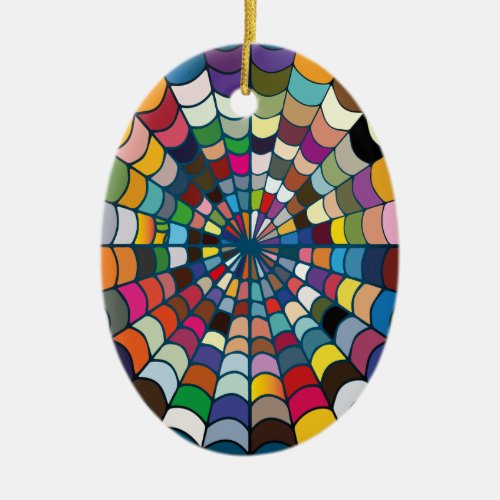 Multi color Distorted Spider Web Pattern Ceramic Ornament