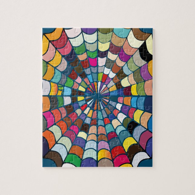 Multi color Distorted Spider Web Pattern Jigsaw Puzzle (Vertical)