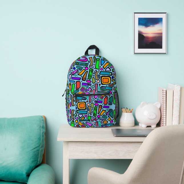 Multi Color Doodles Printed Backpack (Insitu)