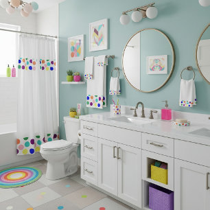 Multi color dots bath towel set