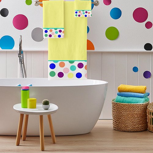 Multi color dots bath towel set