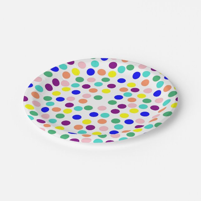 Multi color dots paper plates (Angled)