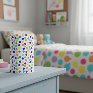 Multi color dots pillar candle