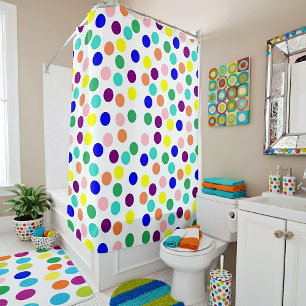 Multi color dots shower curtain