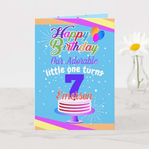 Multi Color Editable Unisex Happy Birthday  Blue Card