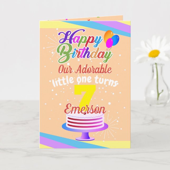 Multi Color Editable Unisex Happy Birthday | Peach Card (Small Plant)