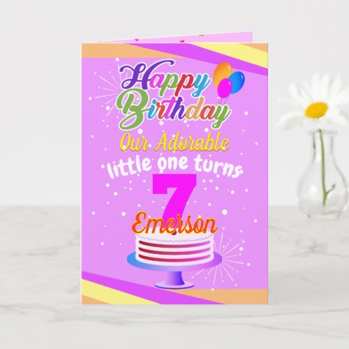 Multi Color Editable Unisex Happy Birthday  Pink Card