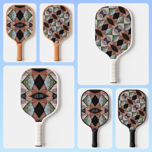 Multi color Embroidered Patchwork with Initials Pickleball Paddle