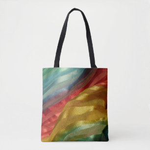 Multi Color Fabric Rainbow Tote Bag