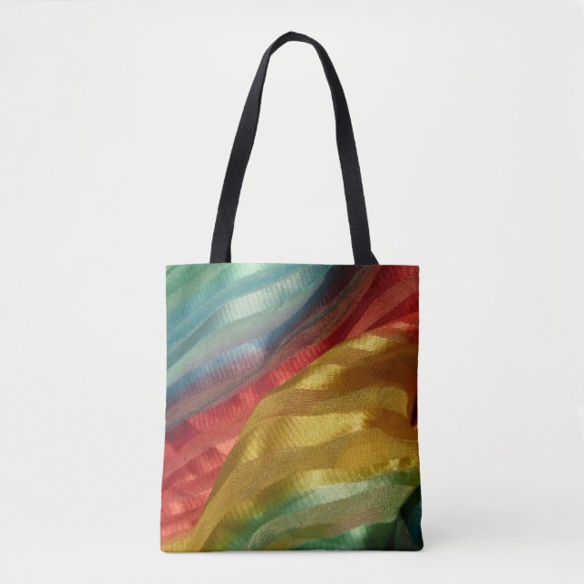 Multi Color Fabric Rainbow Tote Bag (Front)