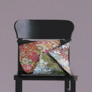 Multi Color faux Embroidered Boho Chic Accent Pillow