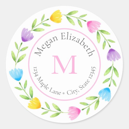 Multi Color Floral Stem Wreath labels