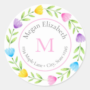 Multi Color Floral Stem Wreath labels
