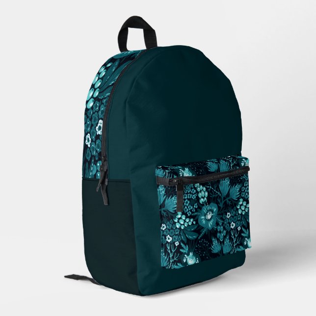 Multi-Color 'Flower Pattern' Backpack  (Back Corner Left)