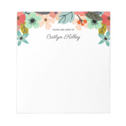 Multi Color Flowers From the Desk of Personalized Notepad