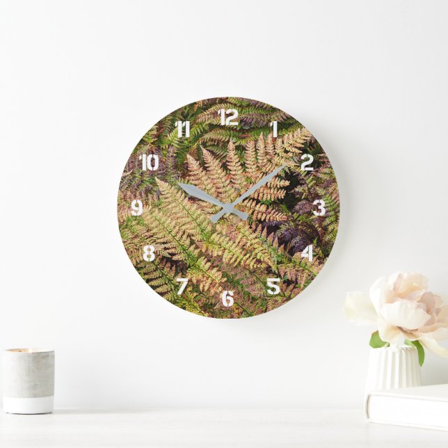 Multi Color Forest Ferns Botanical Large Clock (Home)