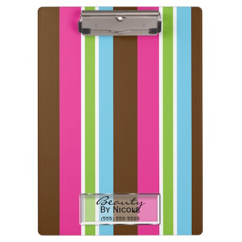 Multi Color Fun Bright Bold Colorful Stripes Clipboard
