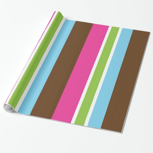 Multi Color Fun Bright Bold Colorful Stripes Wrapping Paper