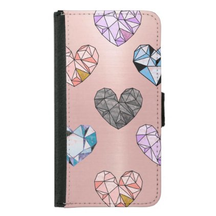 Multi color,gemstone,rose gold,modern,trendy,glam, wallet phone case for samsung galaxy s5