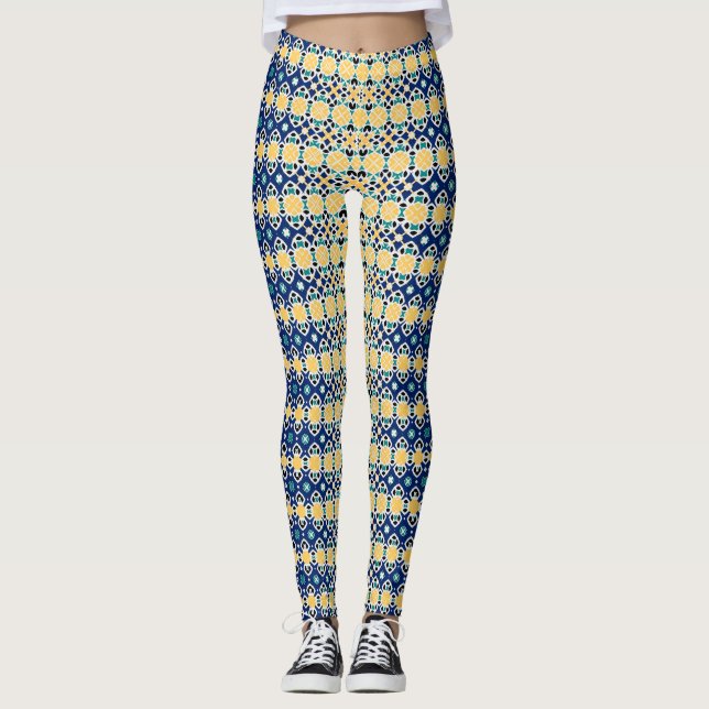 Multi Color Geometric Leggings  (Front)