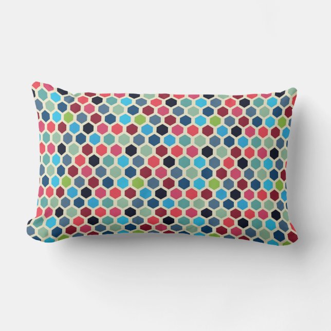 Multi-Color Geometric Pattern Lumbar Pillow (Front)