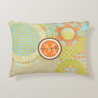 Multi Color Geometric Shapes Bright Monogram Decorative Pillow