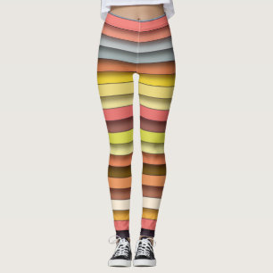 Multi color geometric simple strip design leggings