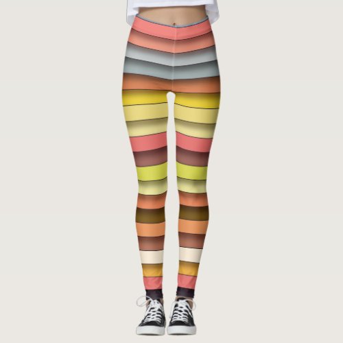 Multi color geometric simple strip design leggings