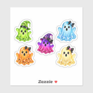 Multi-Color Glitter Ghost Vinyl with Witch Sticker