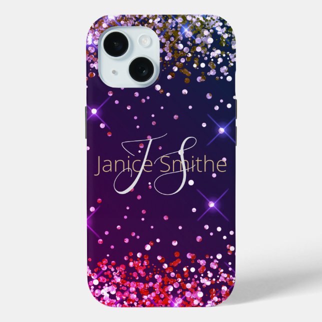 Multi Color Glitter Monogram Case-Mate iPhone Case (Back)