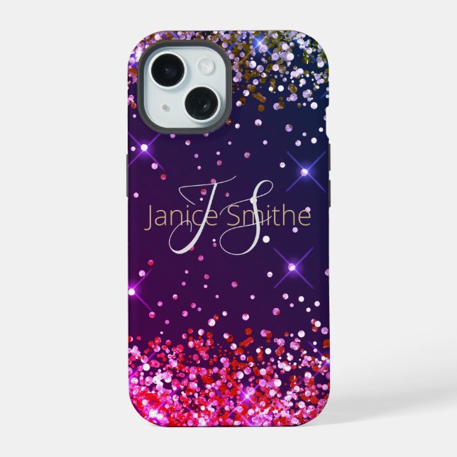 Multi Color Glitter Monogram Iphone Case (Back)